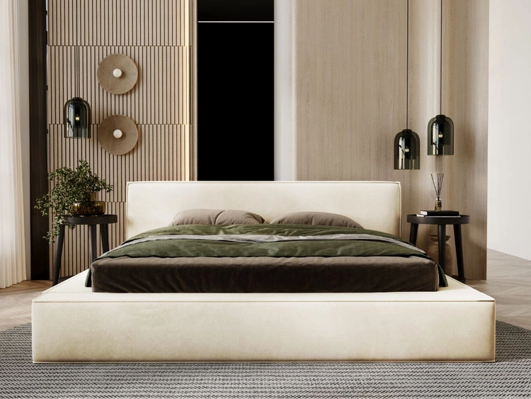 Polsterbett mit Bettkasten und Lattenrost 140x200 Mali Beige