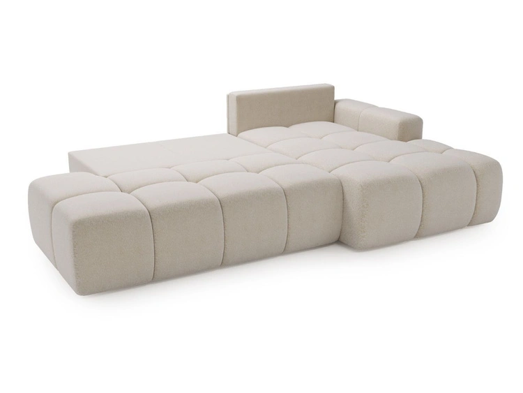 Ecksofa L-Form Rechts mit Schlaffunktion und Bettkasten Montero Creme
