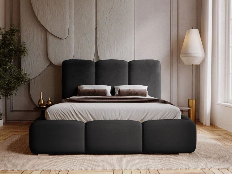 Polsterbett mit Bettkasten und Lattenrost 160x200 Bubble Schwarz