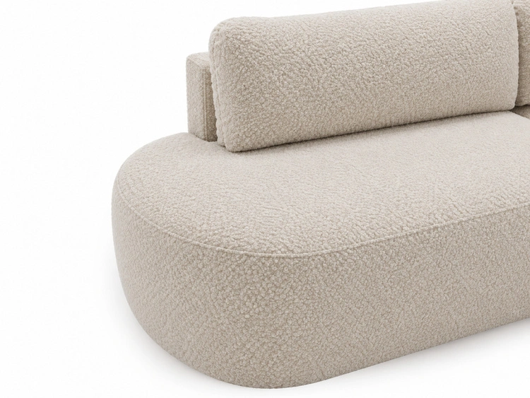 Ecksofa L-Form Rechts mit Schlaffunktion und Bettkasten Aurio O Creme