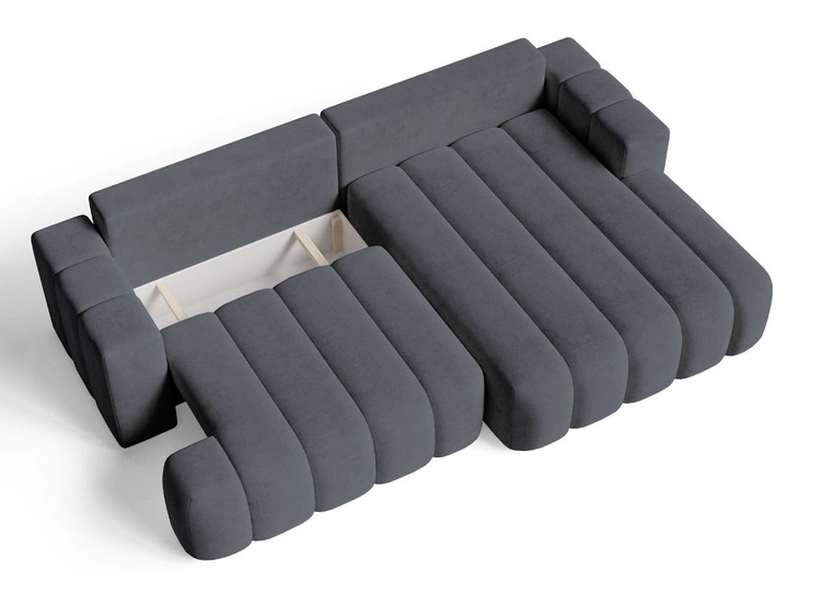 Ecksofa L-Form Rechts mit Schlaffunktion und Bettkasten Caleo Grau