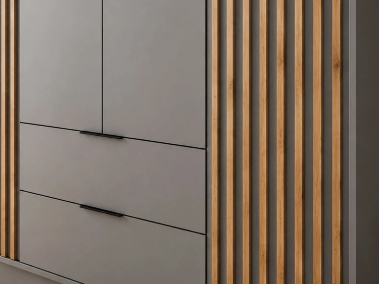 Kleiderschrank 206 cm Macron Grau, Artisan Eiche