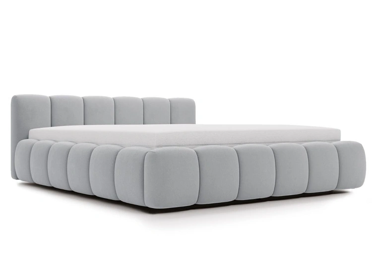 Polsterbett ohne Bettkasten mit Lattenrost 120x200 Cloud Low aus Samtstoff Grau