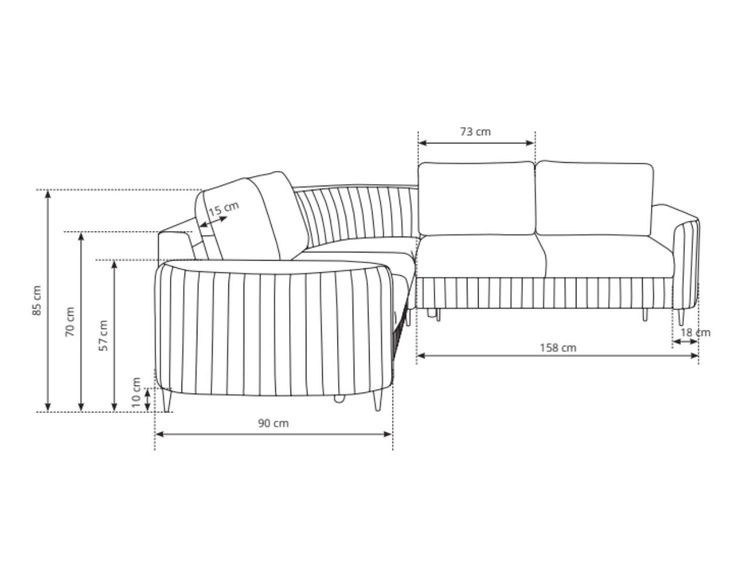 Ecksofa L-Form Rechts mit Schlaffunktion und Bettkasten Limon Rot