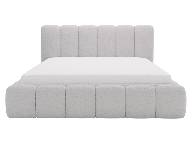 Polsterbett ohne Bettkasten mit Lattenrost 140x200 Cloud aus Bouclé-Stoff Hellgrau
