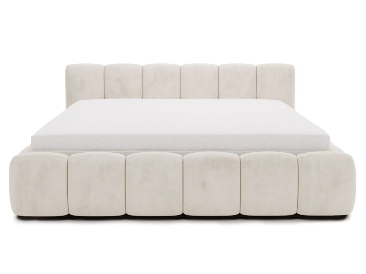 Polsterbett ohne Bettkasten mit Lattenrost 160x200 Cloud Low aus Samtstoff Beige