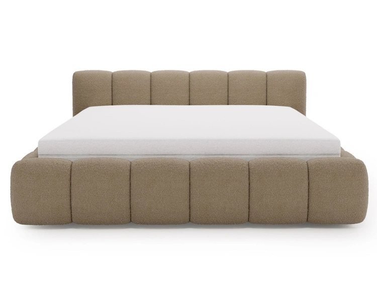 Polsterbett ohne Bettkasten mit Lattenrost 140x200 Cloud Low aus Bouclé-Stoff Braun