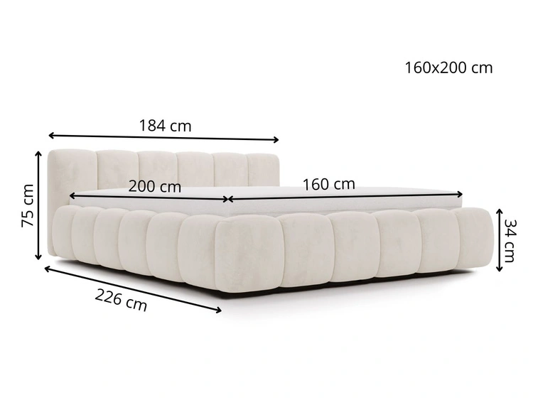 Polsterbett ohne Bettkasten mit Lattenrost 160x200 Cloud Low aus Samtstoff Braun