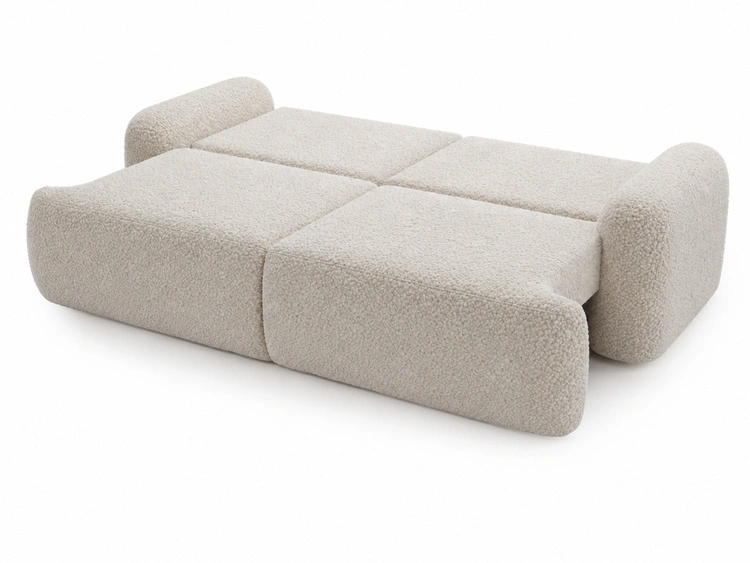 Sofa mit Schlaffunktion und Bettkasten Aurio Creme