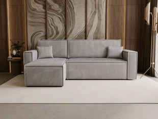 Modernes Ecksofa mit Schlaffunktion und Stauraum Prato L  Grau