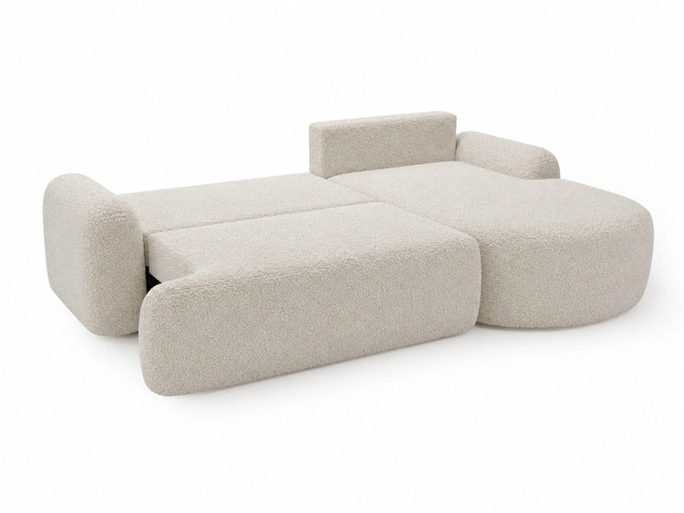 Ecksofa L-Form Rechts mit Schlaffunktion und Bettkasten Aurio Weiß