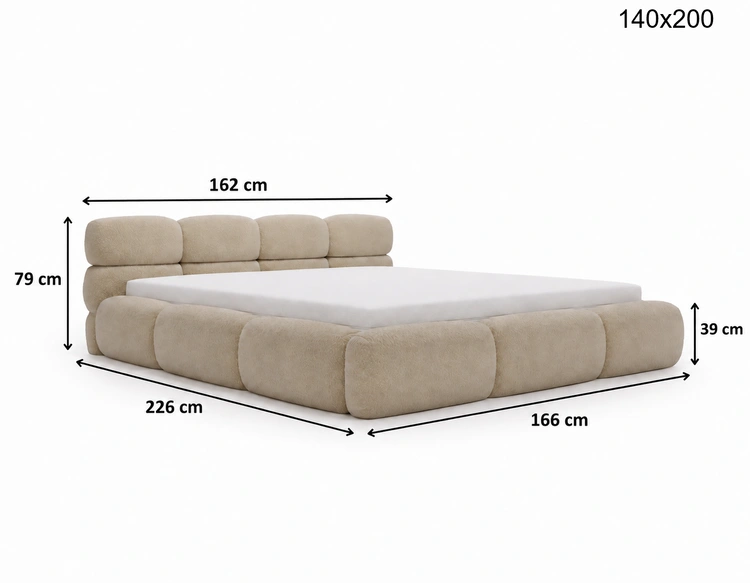 Polsterbett mit Bettkasten und Bettrost 140x200 Sweet Low Braun