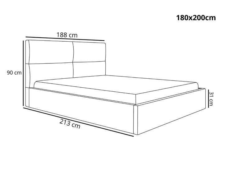 Polsterbett mit Bettkasten und Lattenrost 180x200 Marad Dunkelblau