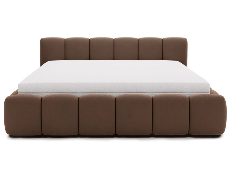 Polsterbett ohne Bettkasten mit Lattenrost 140x200 Cloud Low aus Samtstoff Braun