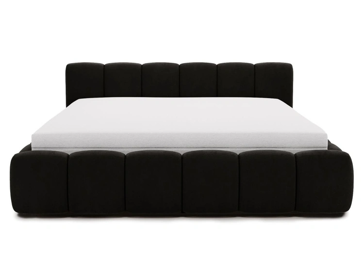 Polsterbett ohne Bettkasten mit Lattenrost 180x200 Cloud Low aus Samtstoff Schwarz