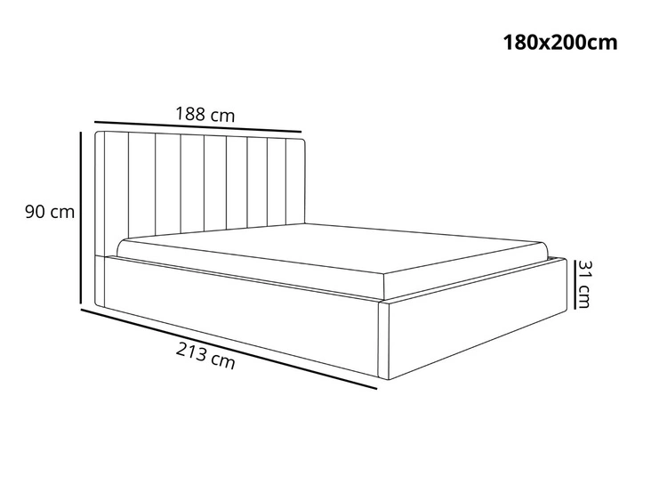 Polsterbett mit Bettkasten und Lattenrost 180x200 Sesto Beige