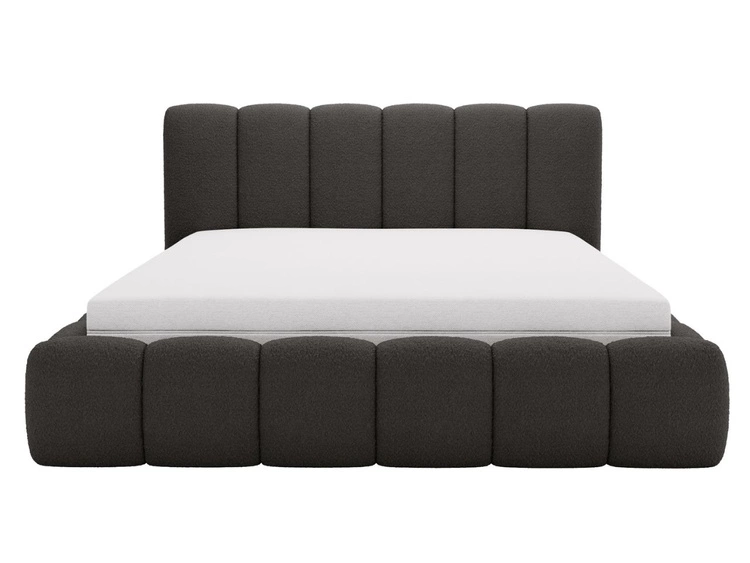 Polsterbett ohne Bettkasten mit Lattenrost 200x200 Cloud aus Bouclé-Stoff Schwarz