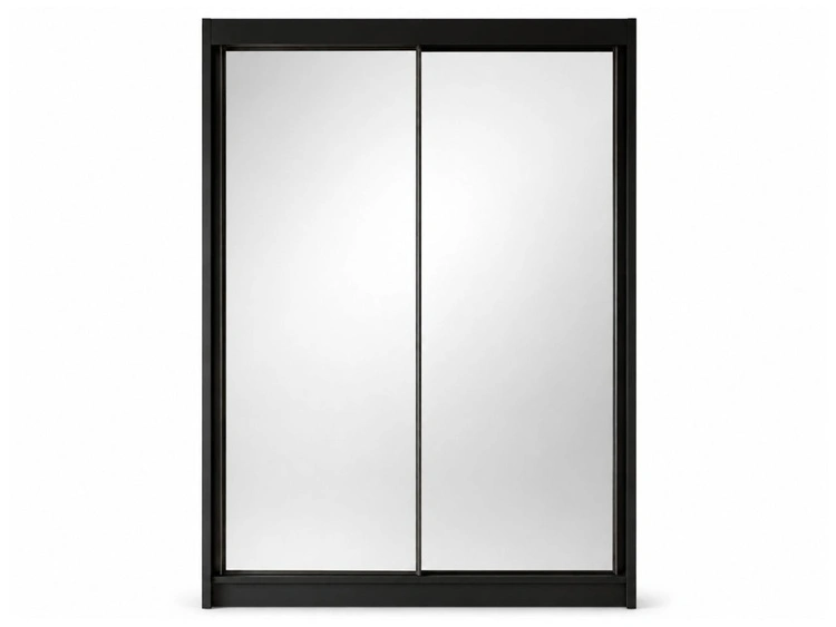 Schiebetürenschrank 150 cm mit Spiegel und LED-Beleuchtung Luzio Schwarz
