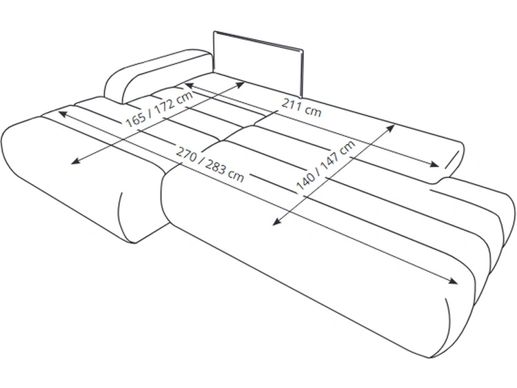 Ecksofa L-Form mit Schlaffunktion und Bettkasten Lisso Rechts Beige
