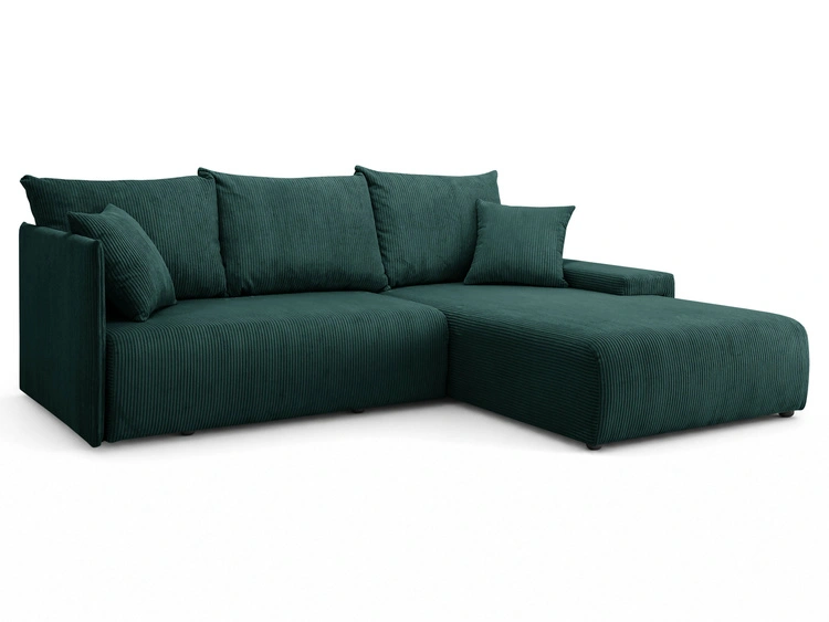 Ecksofa L-Form mit Schlaffunktion und Bettkasten Merivo Grün