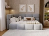 Gepolstertes Jugend-Einzelbett mit Bettkasten und Holzrost 90x200 Modo One Rechts Grau