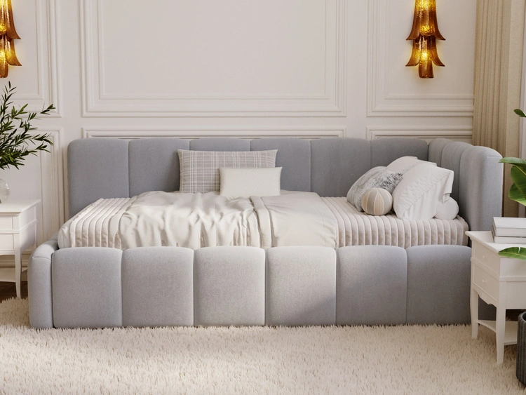 Jugendbett Einzelbett mit Bettkasten und Lattenrost 90x200 Cloud One Grau
