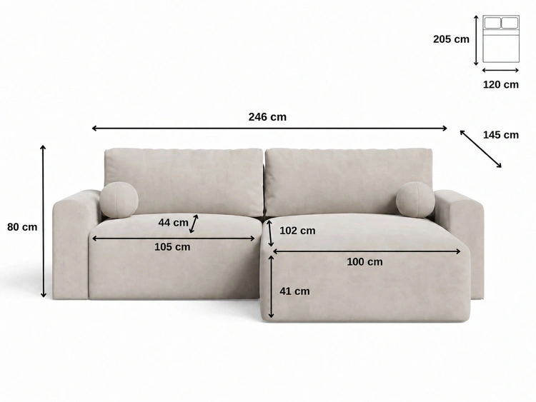 Ecksofa L-Form mit Schlaffunktion und Bettkasten Aurora Dunkelgrau
