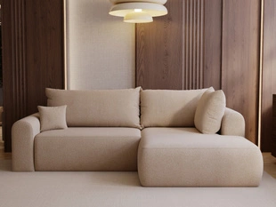 Ecksofa L-Form mit Schlaffunktion und Bettkasten Savana Bis Beige 