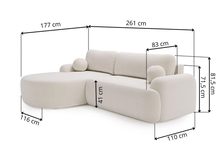 Ecksofa L-Form Links mit Schlaffunktion und Bettkasten Aurio Weiß