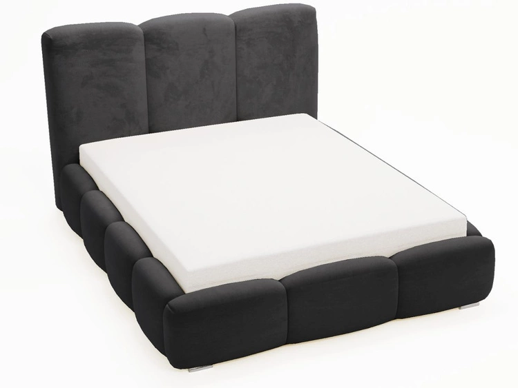 Polsterbett mit Bettkasten und Lattenrost 140x200 Bubble Schwarz