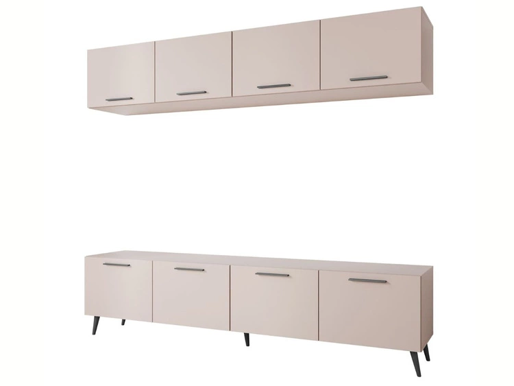 Wohnwand für das Wohnzimmer auf Schwarzen Metallbeinen Noaé Kaschmir