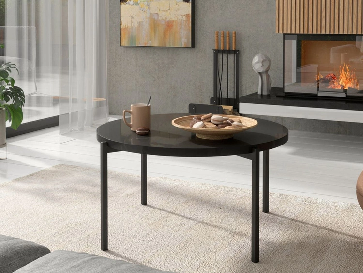 Runder Couchtisch Sevilla 84 cm Schwarz Glanz