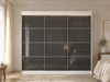 Schiebetürenschrank mit Sprossen 250 cm mit LED-Beleuchtung Ponti Weiß, Grau
