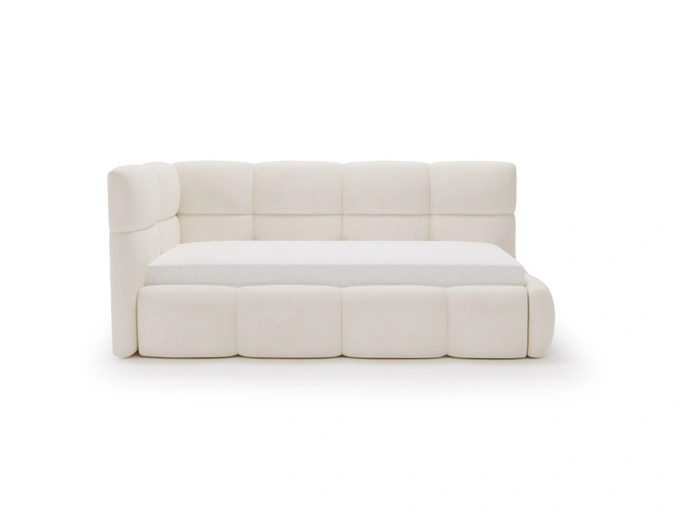 Gepolstertes Jugend-Einzelbett mit Bettkasten und Holzrost 90x200 Modo One Rechts Beige