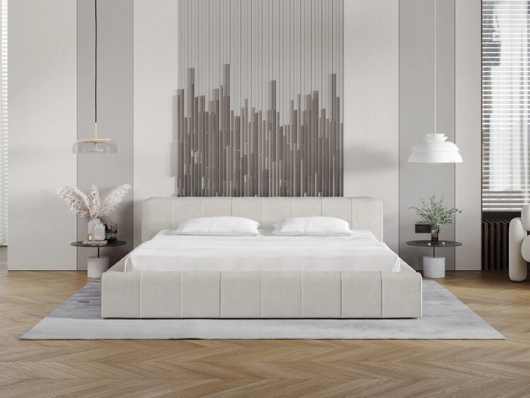 Polsterbett mit Bettkasten und Lattenrost 180x200 Lipari Beige
