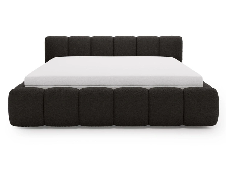Polsterbett ohne Bettkasten mit Lattenrost 180x200 Cloud Low aus Bouclé-Stoff Schwarz