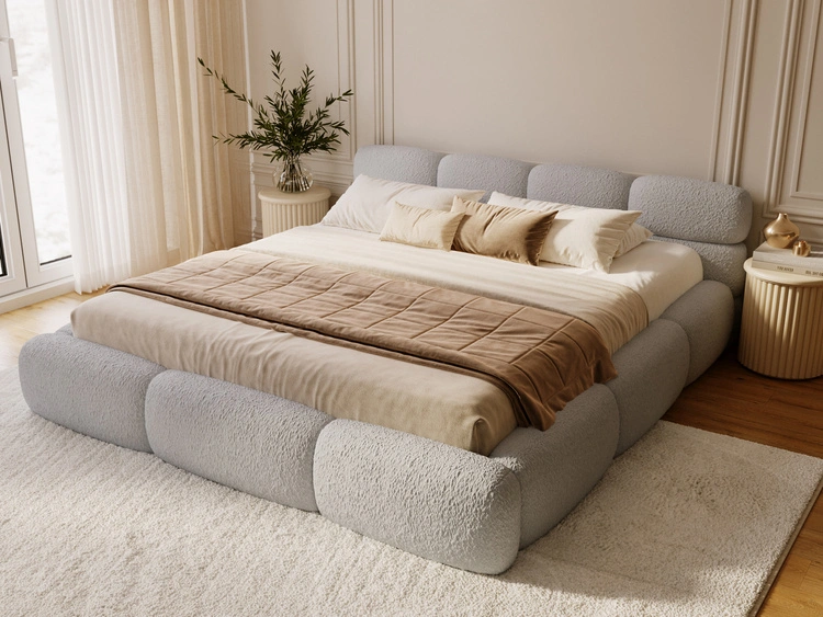 Polsterbett mit Bettkasten und Bettrost 140x200 Sweet Low Grau