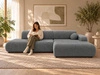 Ecksofa L-Form mit Schlaffunktion und Bettkasten Lisso Rechts Grau