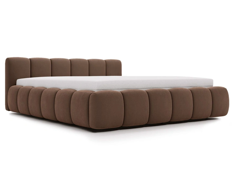 Polsterbett ohne Bettkasten mit Lattenrost 160x200 Cloud Low aus Samtstoff Braun