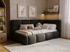 Gepolstertes Jugend-Einzelbett mit Bettkasten und Lattenrost 90x200 Modo One Links Schwarz