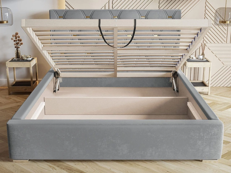 Polsterbett mit Bettkasten und Lattenrost 180x200 Tasso Dunkelblau