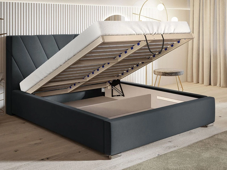 Polsterbett mit Bettkasten und Lattenrost 140x200 Tivoli Dunkelblau