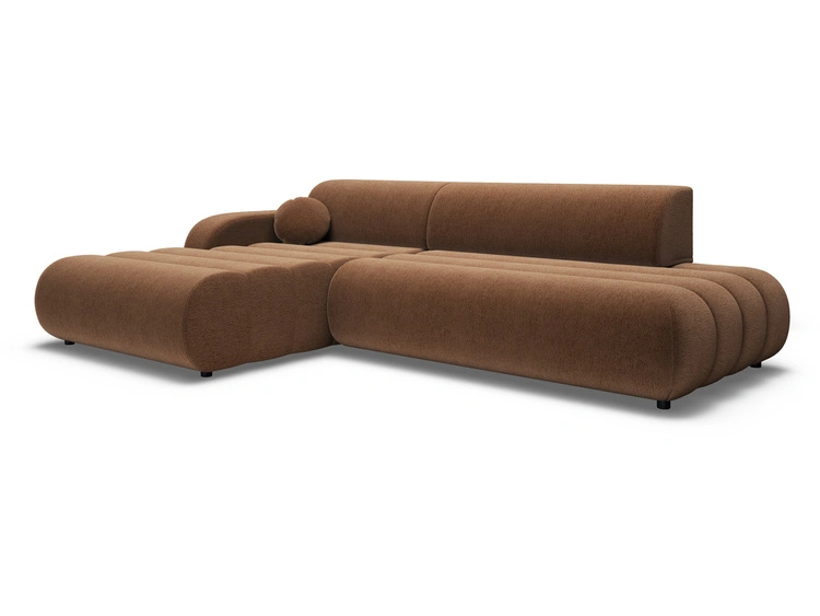 Ecksofa L-Form mit Schlaffunktion und Bettkasten Lisso Links Terrakotta