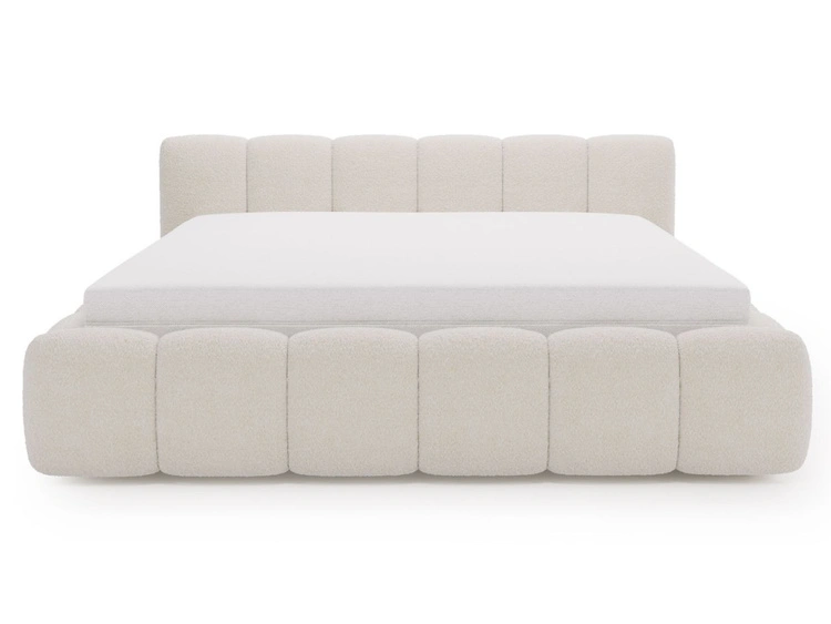 Polsterbett ohne Bettkasten mit Lattenrost 120x200 Cloud Low aus Bouclé-Stoff Beige