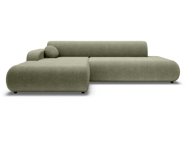 Ecksofa L-Form mit Schlaffunktion und Bettkasten Lisso Links Grün