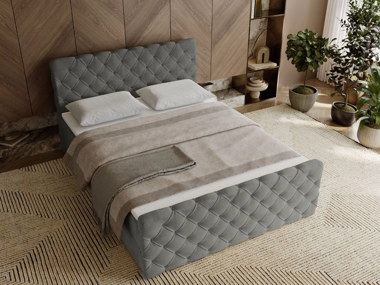 Boxspringbett mit Bettkasten 140x200 Lunaris Grau