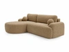 Ecksofa L-Form Links mit Schlaffunktion und Bettkasten Aurio HellBraun