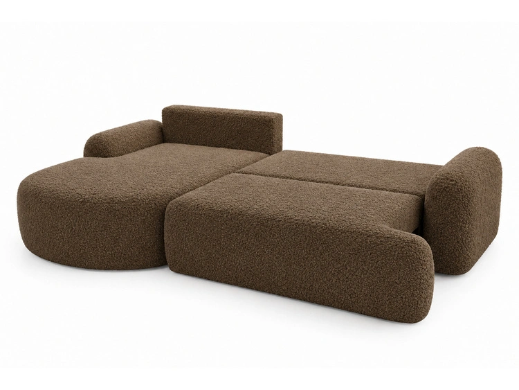 Ecksofa L-Form Links mit Schlaffunktion und Bettkasten Aurio Braun