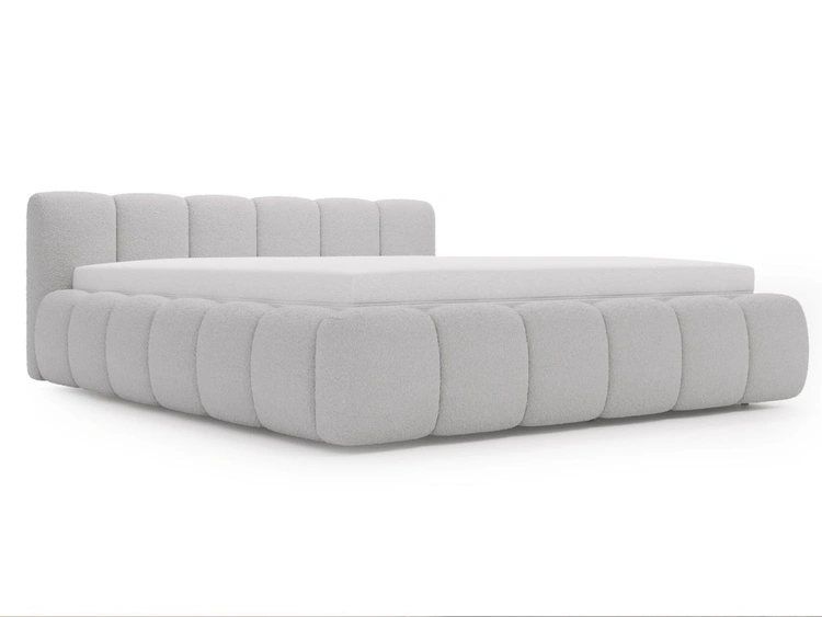 Polsterbett ohne Bettkasten mit Lattenrost 120x200 Cloud Low aus Bouclé-Stoff Grau