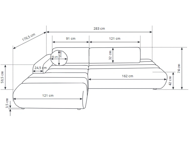 Ecksofa L-Form mit Schlaffunktion und Bettkasten Lisso Links Beige